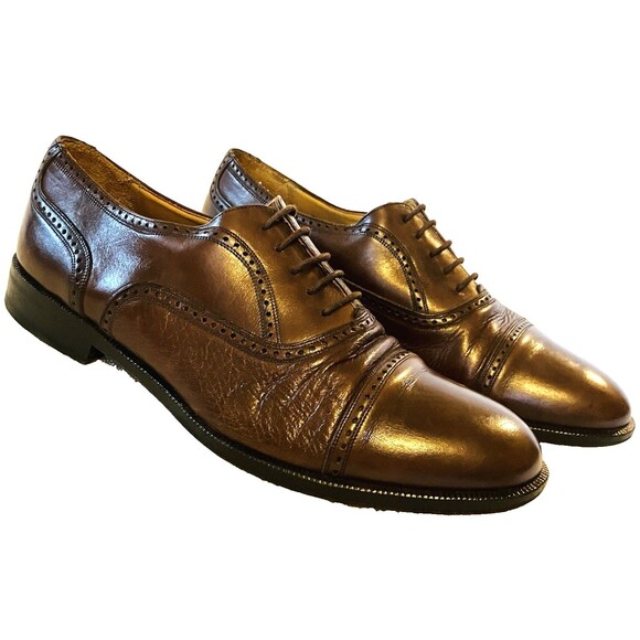 Mezlan Florence Shoes Cap Toe Pebbled Leather Oxford 8 Men Burgundy Oxblood